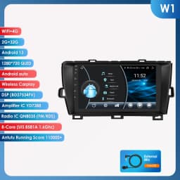 Hizpo 8 Core Android 14 Car Radio For Toyota Prius 3 2009 - 2015 Multimedia Video Player Navigation Stereo GPS Carplay 4G WIFI