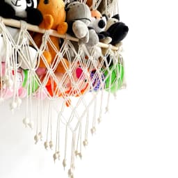 Stuffed Animal Storage Hammock 2-layer Wood Plush Toys Holder Hanging Storage Rack Home Organizer For Nursery Play Room Bedroom
