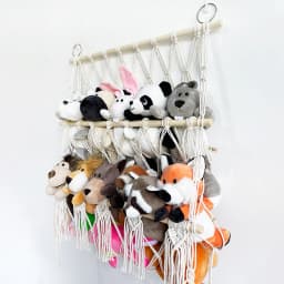 Stuffed Animal Storage Hammock 2-layer Wood Plush Toys Holder Hanging Storage Rack Home Organizer For Nursery Play Room Bedroom