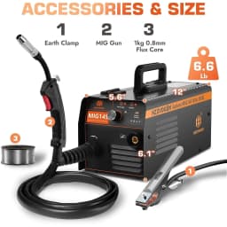 HZXVOGEN MIG 145A Non-Gas Semi-automatic Welding Machine With Flux Core Wire For Gasless Iron Soldering Portable MIG Welder