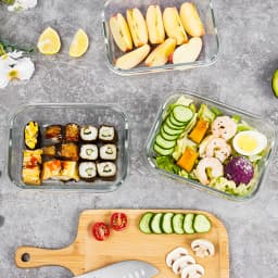 SIAZIH Glass Food Storage Container Set with Lids, 370/640/1040/1520ml, Dishwasher, Microwave, Freezer Safe, Leakproof, BPA Free