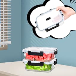 SIAZIH Glass Food Storage Container Set with Lids, 370/640/1040/1520ml, Dishwasher, Microwave, Freezer Safe, Leakproof, BPA Free