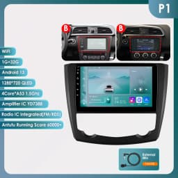 9" Hizpo 2Din Android14 Car Radio for Renault Kadjar 2015 - 2019 DSP RDS GPS Navigation Auto 4G BT CarPlay UIS7862 Multimedia