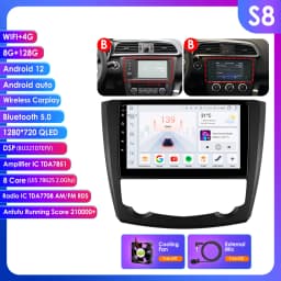 9" Hizpo 2Din Android14 Car Radio for Renault Kadjar 2015 - 2019 DSP RDS GPS Navigation Auto 4G BT CarPlay UIS7862 Multimedia