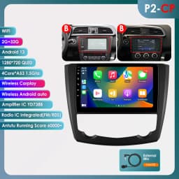 9" Hizpo 2Din Android14 Car Radio for Renault Kadjar 2015 - 2019 DSP RDS GPS Navigation Auto 4G BT CarPlay UIS7862 Multimedia