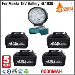Rechargeable 18V 6Ah Lithium Battery for Makita Compatible with BL1830 BL1840 BL1850 BL1890 Replacement Battery for Power Tools