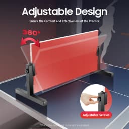 Table Tennis Rebound Board Rebounder with 8 Red Rubber Pingpong Return Board Self Training Equipment 360° Adjustable 66.5*33.5cm