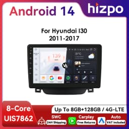Hizpo 2Din 9inch Android Auto Car Radio for Hyundai i30 Elantra GT 2011- 2017 Navigation GPS DSP RDS BT 4G SWC CarPlay