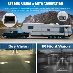 ESSGOO 7" 1080P IPS DVR Monitor Solar Powered Wireless Rear View Reverse Camera Magnetic Base For Vans Trailer RV Truck Car