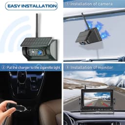 ESSGOO 7" 1080P IPS DVR Monitor Solar Powered Wireless Rear View Reverse Camera Magnetic Base For Vans Trailer RV Truck Car
