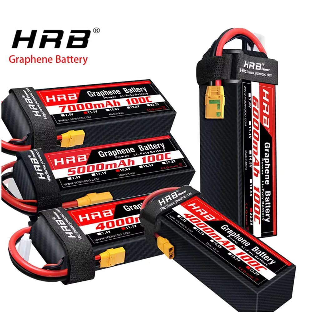 HRB 100C Graphene Battery 2S 3S 4S 6S Lipo 3300mah 4000mah 5000mah 6000mah 7000mah RC Battery with XT90 Connector RC Car Drone