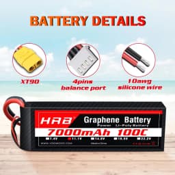 HRB 100C Graphene Battery 2S 3S 4S 6S Lipo 3300mah 4000mah 5000mah 6000mah 7000mah RC Battery with XT90 Connector RC Car Drone