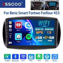 Essgoo 9inch 2 DIN For Mercedes Benz Smart Forfour Fortwo 453 Car Radio Android13 GPS Navi FM Wireless Carplay Multimdia Player