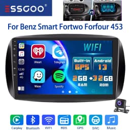 Essgoo 9inch 2 DIN For Mercedes Benz Smart Forfour Fortwo 453 Car Radio Android13 GPS Navi FM Wireless Carplay Multimdia Player