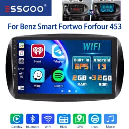 Essgoo 9inch 2 DIN For Mercedes Benz Smart Forfour Fortwo 453 Car Radio Android13 GPS Navi FM Wireless Carplay Multimdia Player