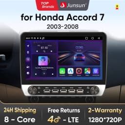 Junsun 10" Button Car Radio forHonda Accord72003-2008 GPS Multimedia Stereo BT FM RDS Wireless CarPlay for Apple Android Auto 4G