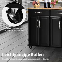 Kitchen trolley on wheels, serving trolley with work Plate & towel holder & drawers & adjustable shelves, kitchen island Wood