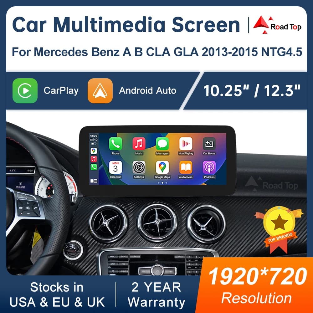 Multimedia Display For Benz A B CLA GLA W176 W463 W246 2013-2015 NTG4.5 Touch Screen Wireless Carplay Navigation Android Auto