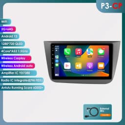 Hizpo 2Din 9inch Android13 Car Radio for Seat Altea 2004 - 2015 Toledo 2004 - 2009 Android Auto CarPlay DSP RDS GPS 4G BT UI8581