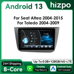 Hizpo 2Din 9inch Android13 Car Radio for Seat Altea 2004 - 2015 Toledo 2004 - 2009 Android Auto CarPlay DSP RDS GPS 4G BT UI8581