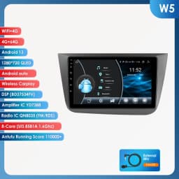 Hizpo 2Din 9inch Android13 Car Radio for Seat Altea 2004 - 2015 Toledo 2004 - 2009 Android Auto CarPlay DSP RDS GPS 4G BT UI8581