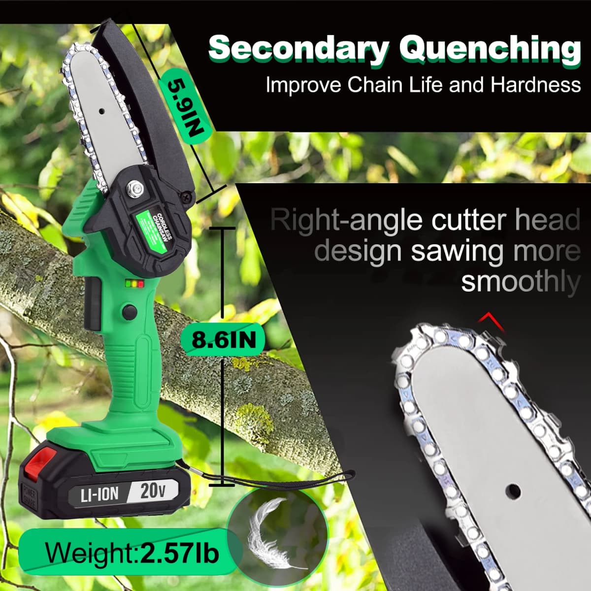 Mini Chainsaw Cordless, Handheld Mini Chain Saw,Battery Powered Electric Chainsaw For Wood Cutting Tree Trimming, With 2.0Ah Li