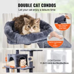 SucceBuy Cat Tree for Indoor Cats 63" Cat Tower with 2 Cat Condos Sisal Scratching Post Large Cat Furniture Activity Center