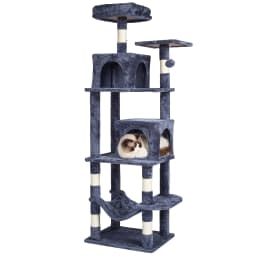 SucceBuy Cat Tree for Indoor Cats 63" Cat Tower with 2 Cat Condos Sisal Scratching Post Large Cat Furniture Activity Center