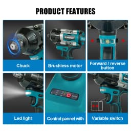 【2100N.m】Kamolee Electric Impact Wrench 2100 N.m High Torque 1/2 Inch Compatible With 18V Makita Battery