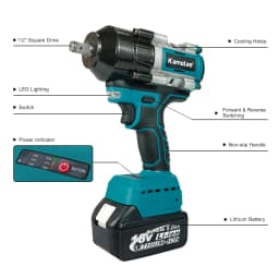 【2100N.m】Kamolee Electric Impact Wrench 2100 N.m High Torque 1/2 Inch Compatible With 18V Makita Battery