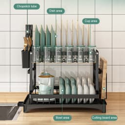 Dish Drying Rack Kitchen 2 Tier Plates Organizer Dish Bowl Drainer Storage Rack Kitchen Accessories