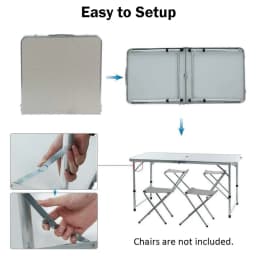 BRIEFNESS Folding Table with Carrying Handle Wedding Party Table Occasional Picnic Table Lightweight Outdoor Table Camping Table