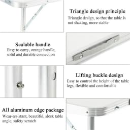 BRIEFNESS Folding Table with Carrying Handle Wedding Party Table Occasional Picnic Table Lightweight Outdoor Table Camping Table