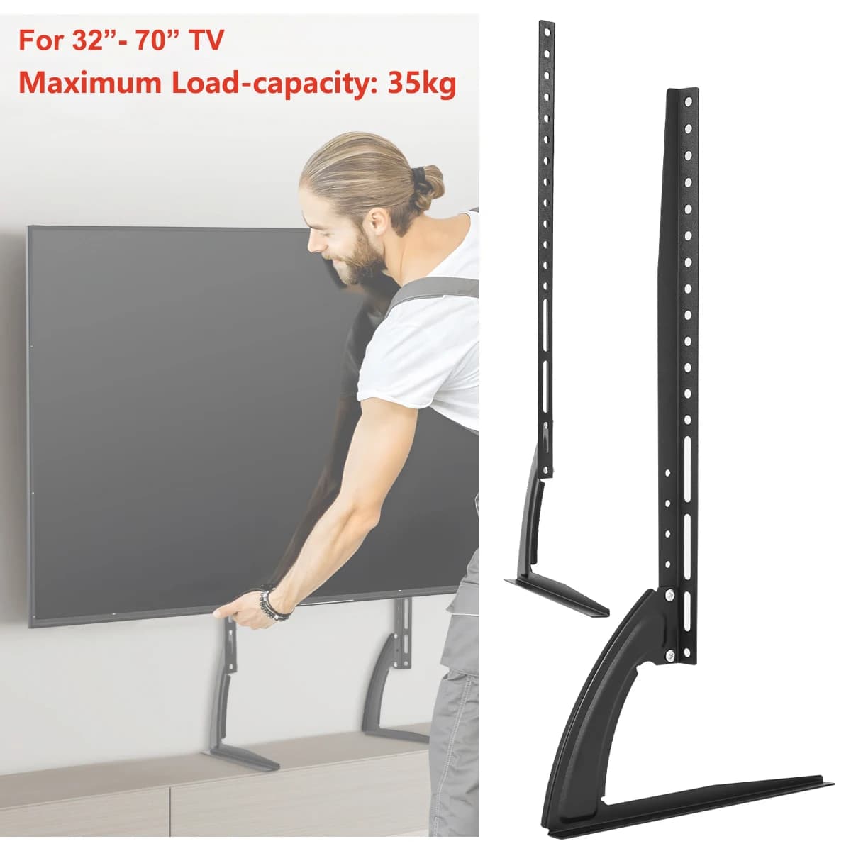 TV Stand Legs 55'' 65'' Universal for 32-70in LCD TVs Tabletop Base Bracket Black
