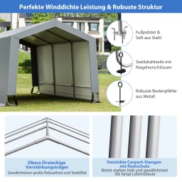 Garages tent carport, dimensions: 490x290x245 cm, tent garage with doors, pasture tent storage tent garage shelter, car shelter for