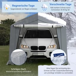 Garages tent carport, dimensions: 490x290x245 cm, tent garage with doors, pasture tent storage tent garage shelter, car shelter for
