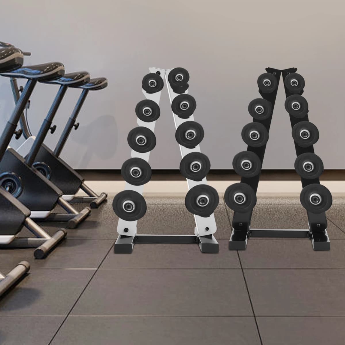 5 Layers A-Frame Stainless Steel Weight Holder for Home Gym Black/White For Storing Dumbbells In Homes, Hotels, Gyms