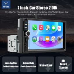ESSGOO 1 DIN 7 inch Universal Carplay Android Auto Car Stereo Radio FM Bluetooth TF USB AUX Mirror Link HD Touch Screen SWC EQ