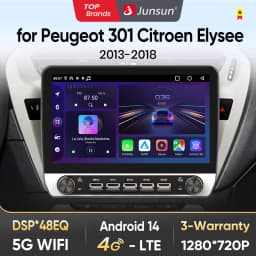 Junsun 10" Button Car Radio forPeugeot301 Elysee 2013 GPS Multimedia Stereo BT FM RDS Wireless CarPlay for Apple Android Auto 4G