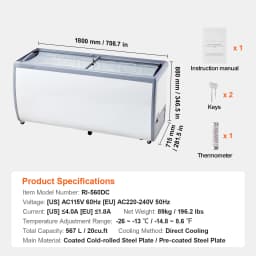 SucceBuy Commercial Ice Cream Display Case Chest Freezer Mobile Glass Top Deep Freezer Restaurant Gelato Dipping Cabinet