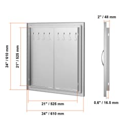 SucceBuy BBQ Access Door Double Outdoor Kitchen Door Stainless Steel Flush Door for BBQ Island Grilling Station Outside Cabinet