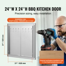 SucceBuy BBQ Access Door Double Outdoor Kitchen Door Stainless Steel Flush Door for BBQ Island Grilling Station Outside Cabinet