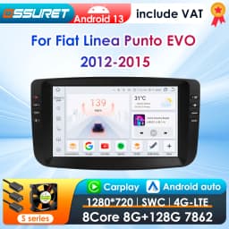 2Din Android 13 Car Radio For Fiat Linea Punto EVO 2012-2015 Car Multimedia GPS 4G Carplay Intelligent Screen autoradio 360Cam