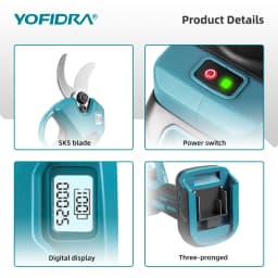 YOFIDRA 30MM Brushless Shearing Scissors 2 Gears Cordless Garden Fruit Tree Branch Pruning Power Tools For Makita Battery Pin