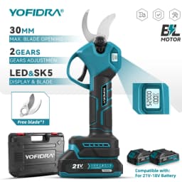 YOFIDRA 30MM Brushless Shearing Scissors 2 Gears Cordless Garden Fruit Tree Branch Pruning Power Tools For Makita Battery Pin