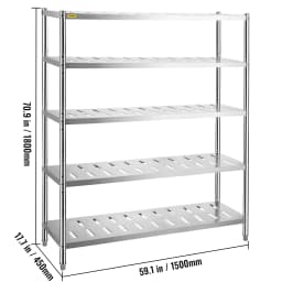 SucceBuy 4/5 Tier Storage Shelf Storage Shelving Unit Stainless Steel Garage Shelf with Adjustable Height and Vent Holes