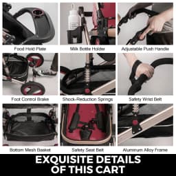 VEVOR Luxurious Baby Stroller 3 in 1 Portable Travel Reclining Baby Carriage Folding Pram for Newborn Baby Bassinet Pushchair