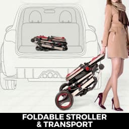 VEVOR Luxurious Baby Stroller 3 in 1 Portable Travel Reclining Baby Carriage Folding Pram for Newborn Baby Bassinet Pushchair