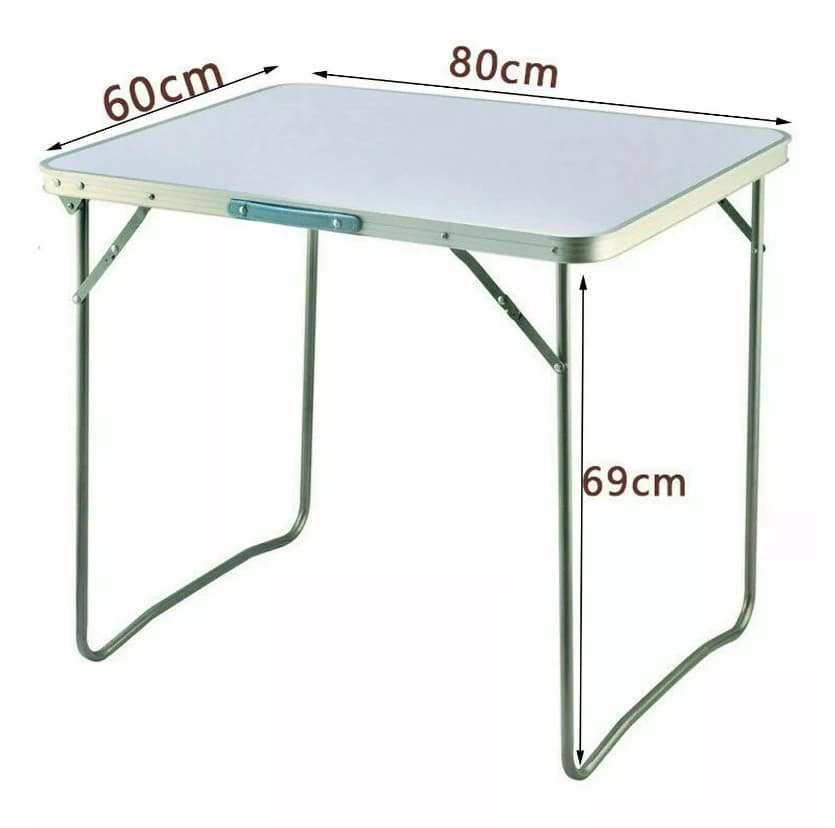 Foldable Camping Table, Portable Aluminium PicnicTable Small Laptop Desk TV Dinner Bed Table for Home Office, 80x60x69cm