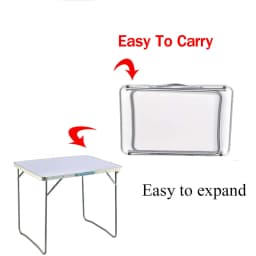 Foldable Camping Table, Portable Aluminium PicnicTable Small Laptop Desk TV Dinner Bed Table for Home Office, 80x60x69cm